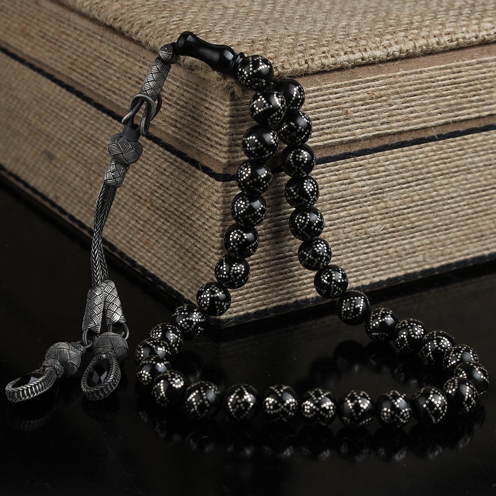 Intense Handwork Black Amber Tasbih