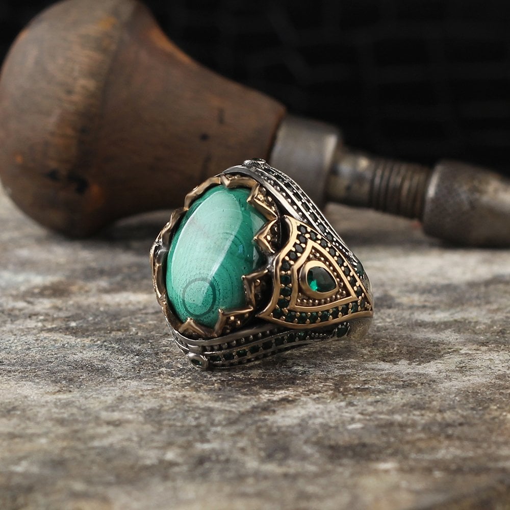 Natural Malachite Stone Ring