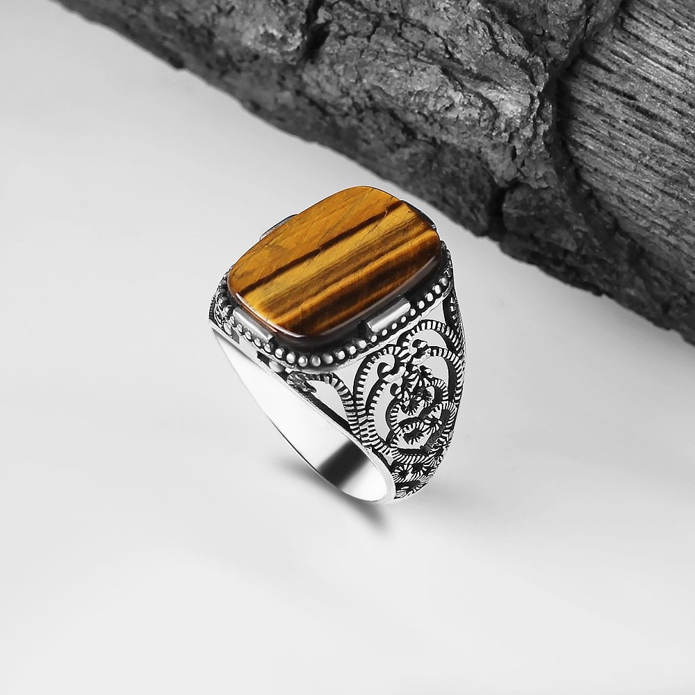 Filigree Ring with Tigers Eye