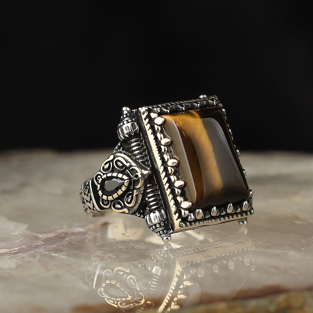 Large Brown Aqeeq Ring