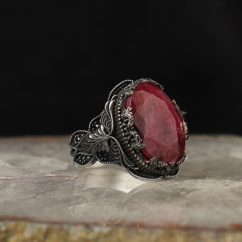 Sterling Silver Raw Ruby Ring