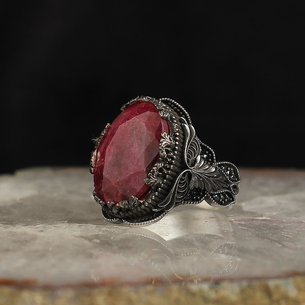 Sterling Silver Raw Ruby Ring