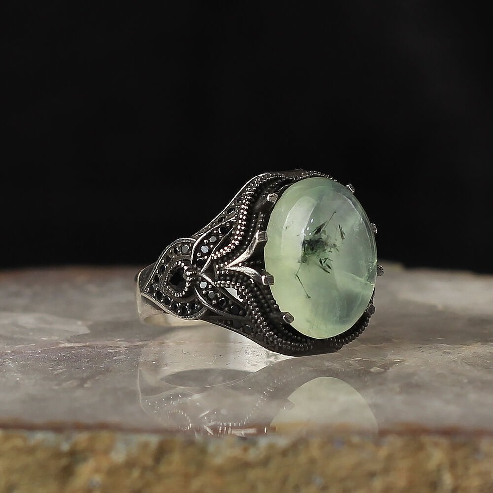 Green Prehnite Ring