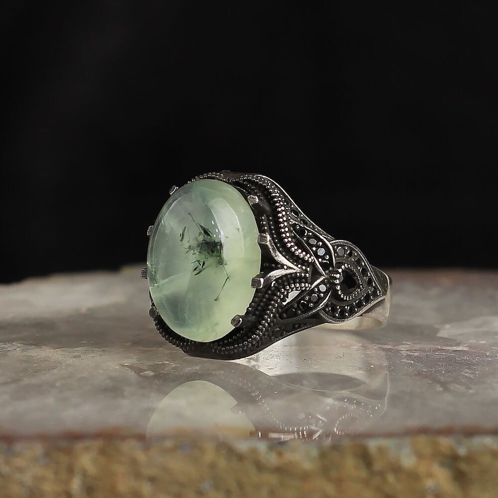 Green Prehnite Ring