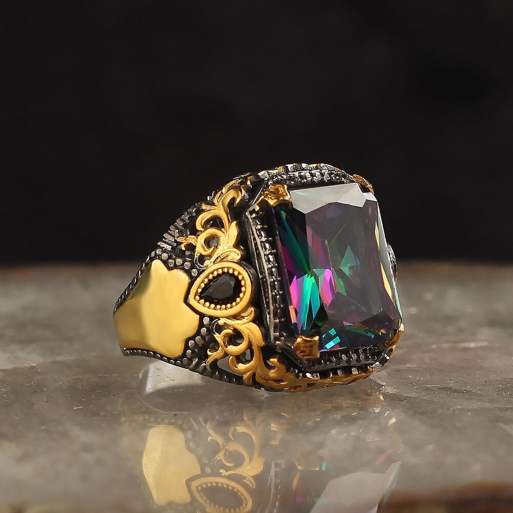 Two Toned Mystic Topaz Ring