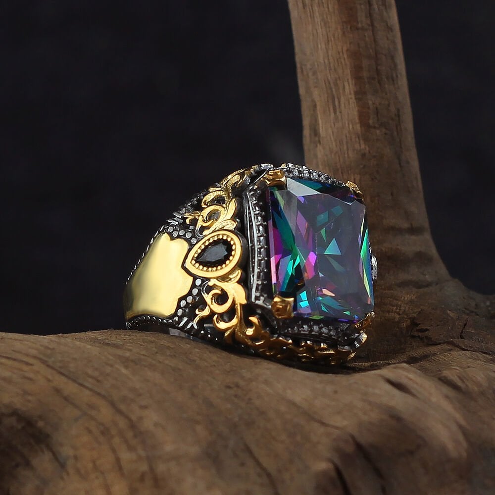 Two Toned Mystic Topaz Ring