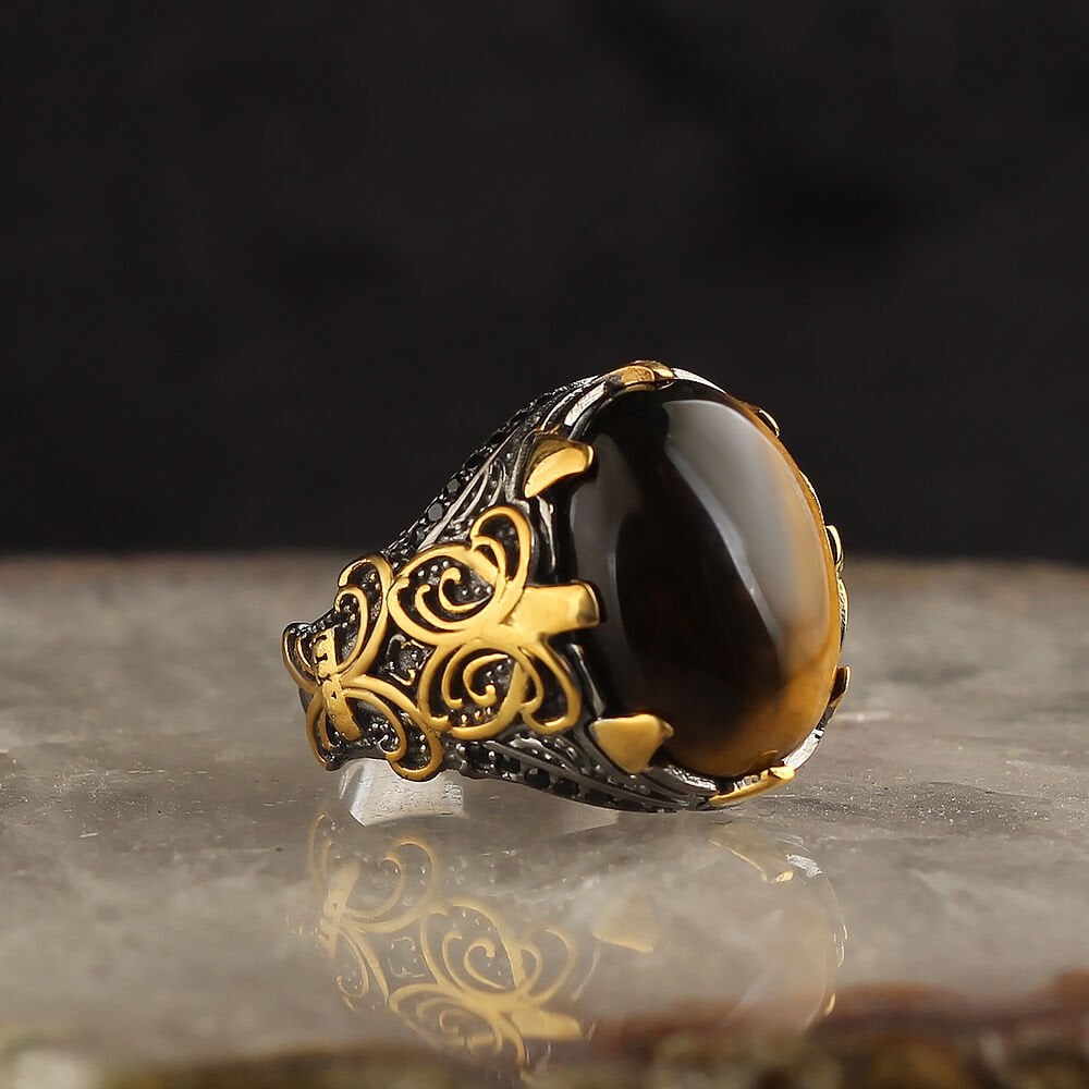 Two Toned Tigers Eye Ring