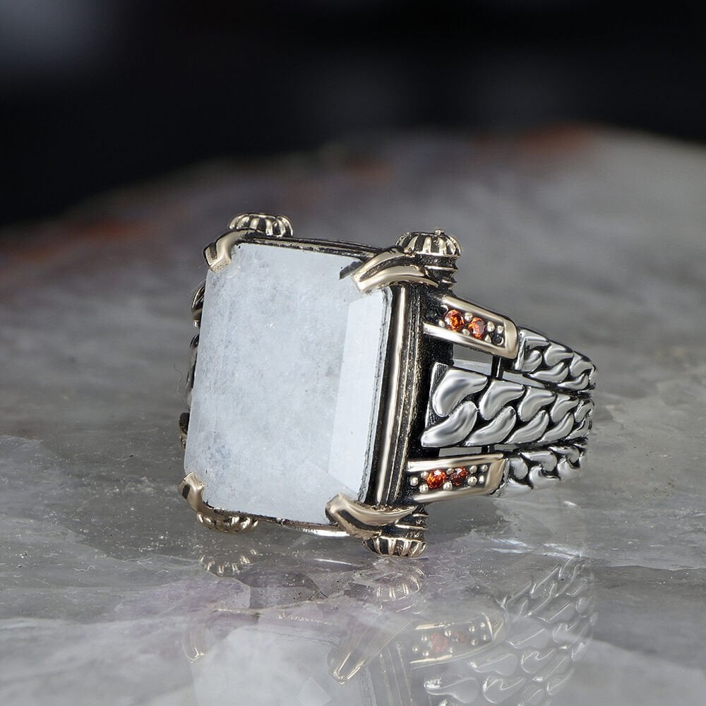 Chain Style White Tourmaline Ring