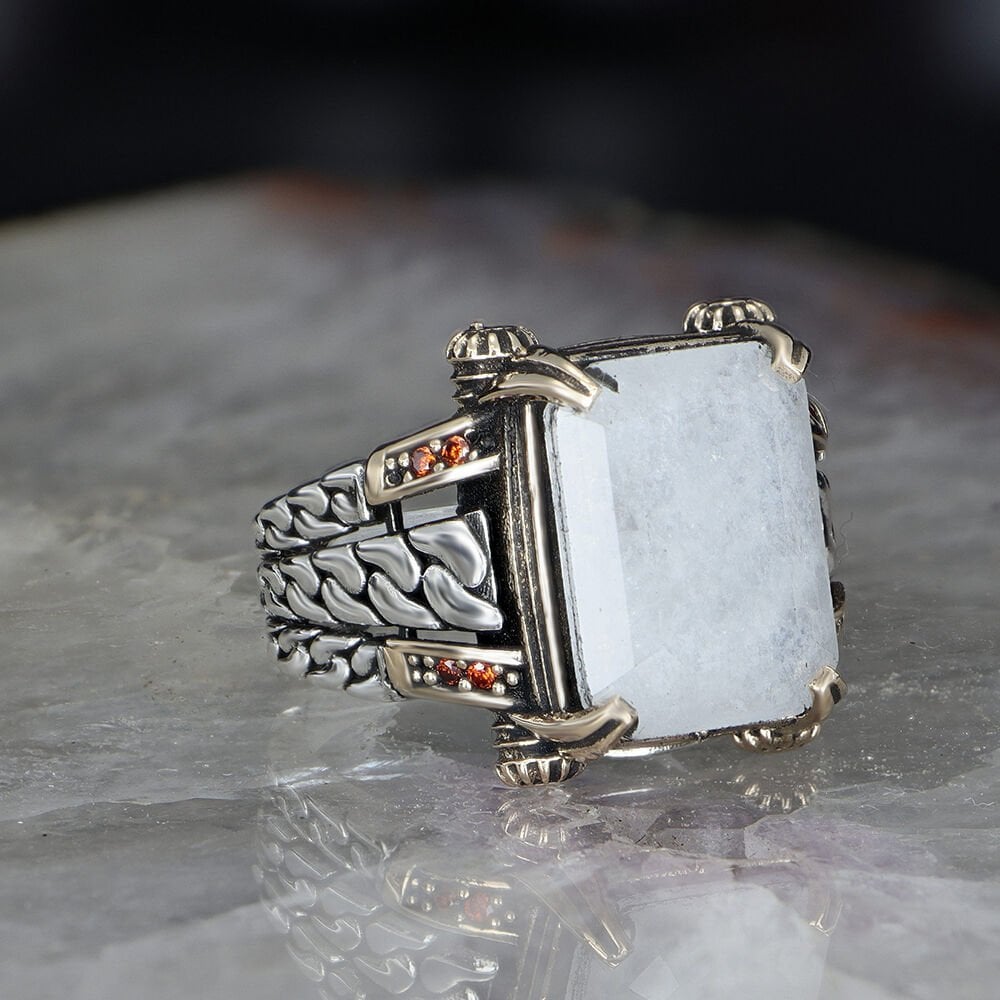 Chain Style White Tourmaline Ring