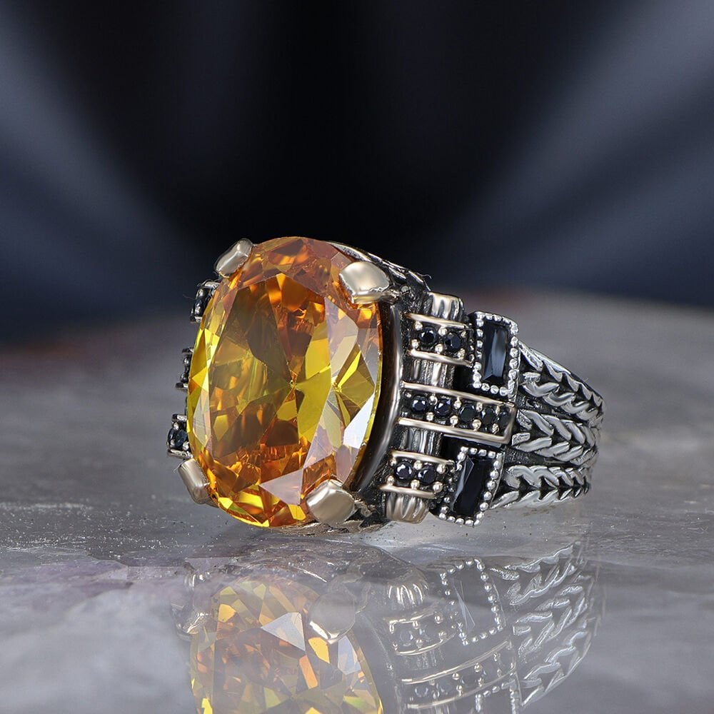 Fox Tail Chain Ring with Citrine