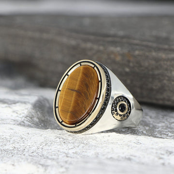 Flat Tigers Eye Ring