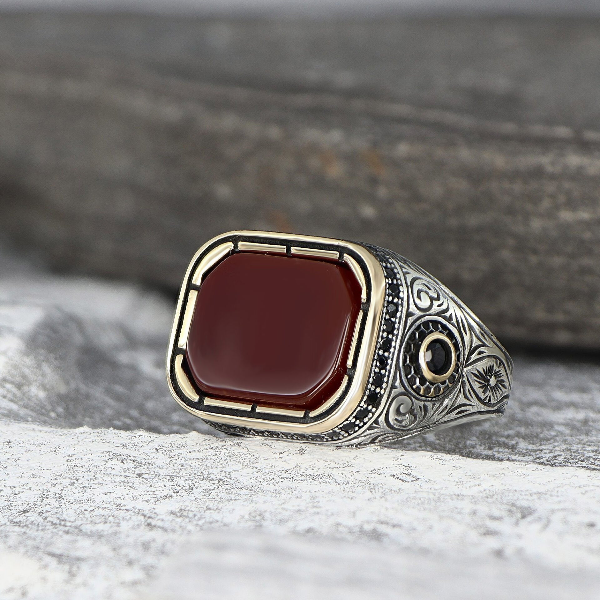 Red Agate Stone Ring