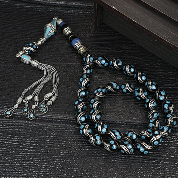 Real Black Amber with Enamel Tasbih