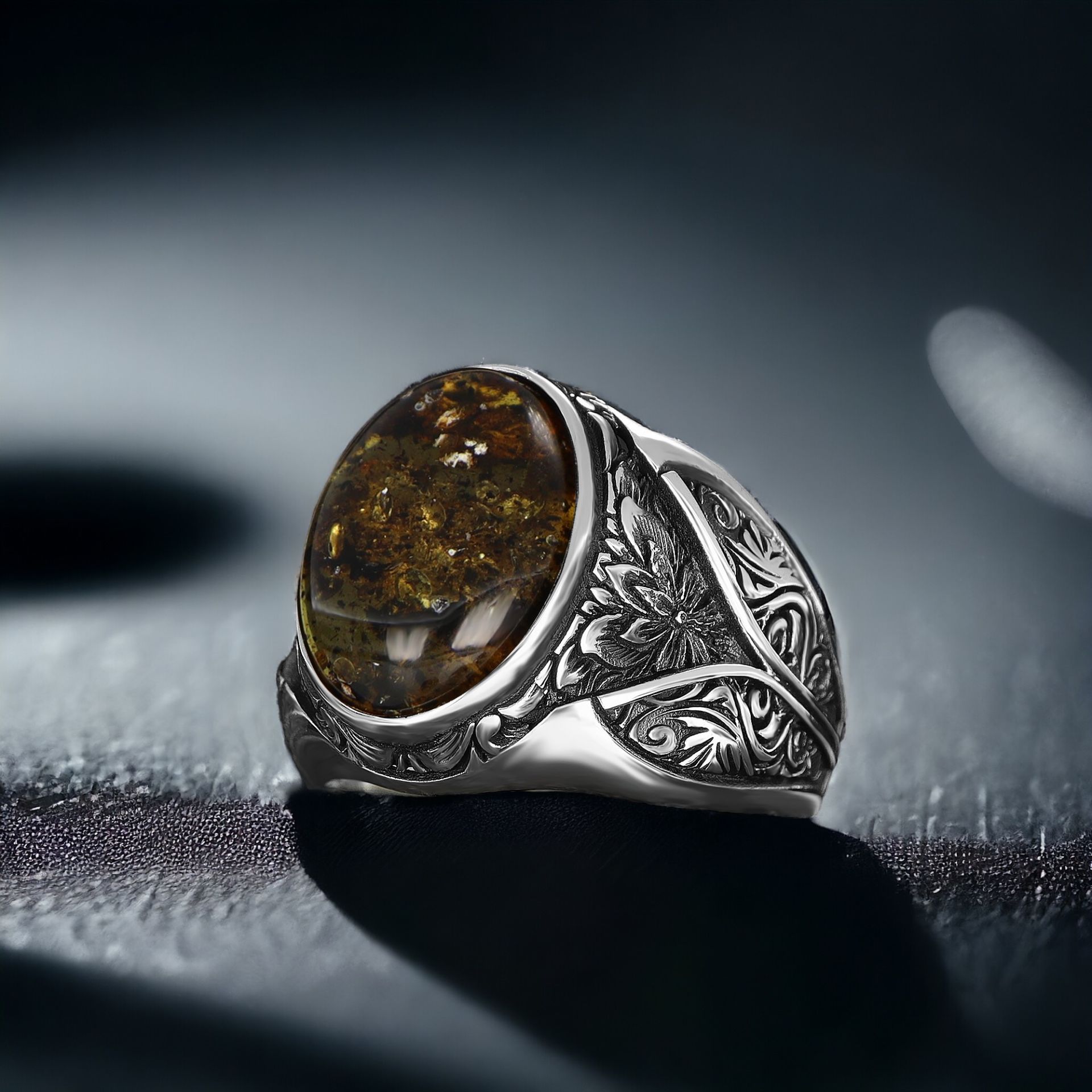 Fossil Amber Ring