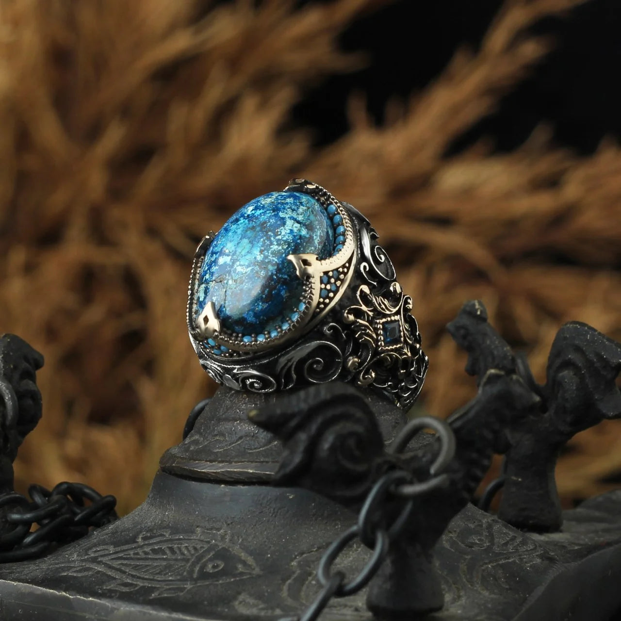 Natural Azurite Stone Ring