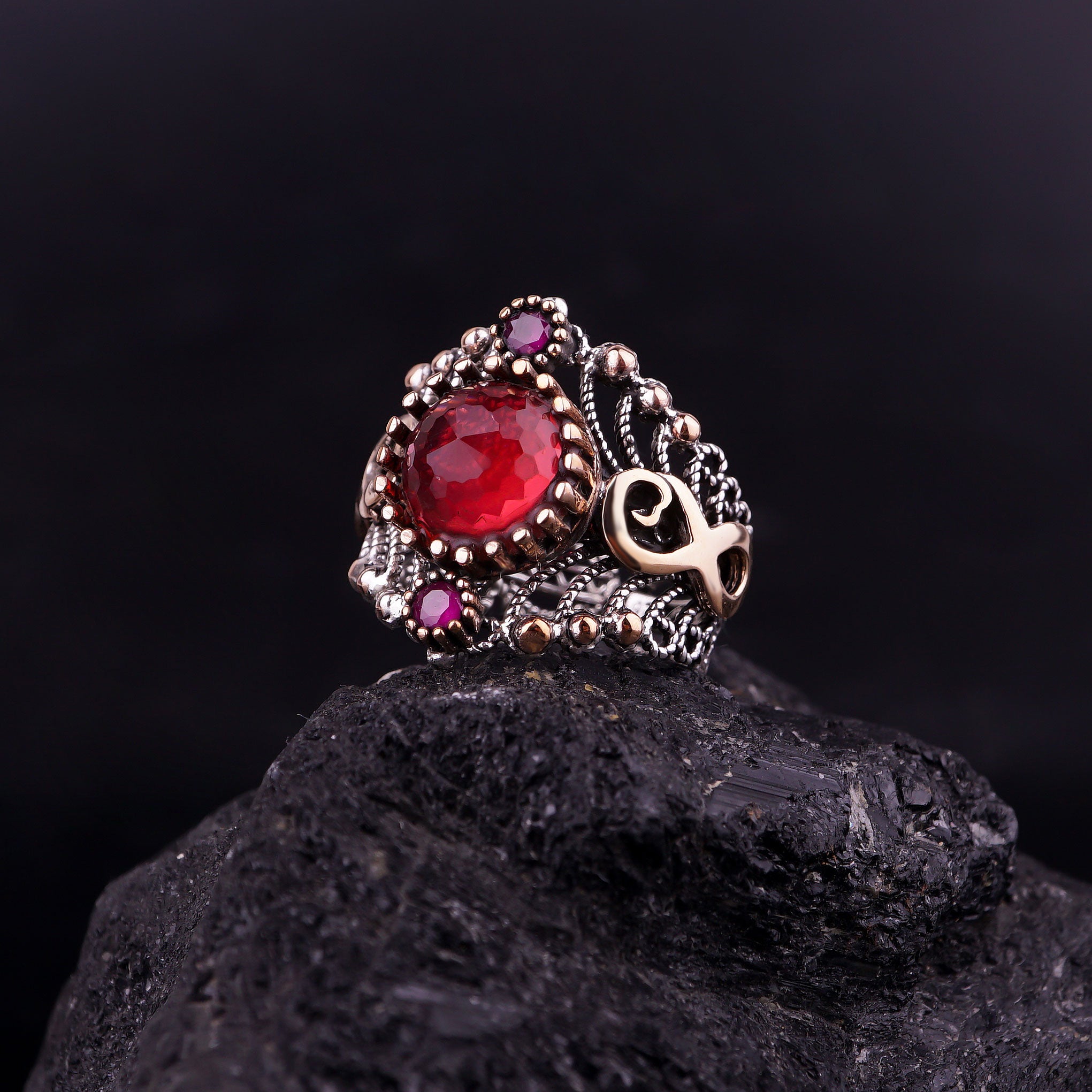 infinite Filigree Ring: Sterling Silver with Gemstones