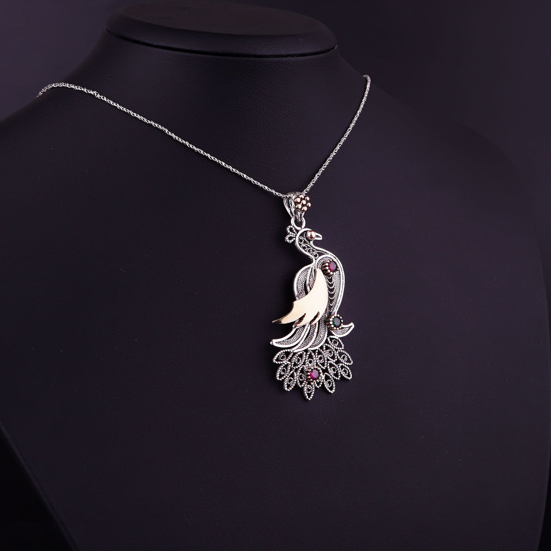 Majestic Peacock Filigree Necklace