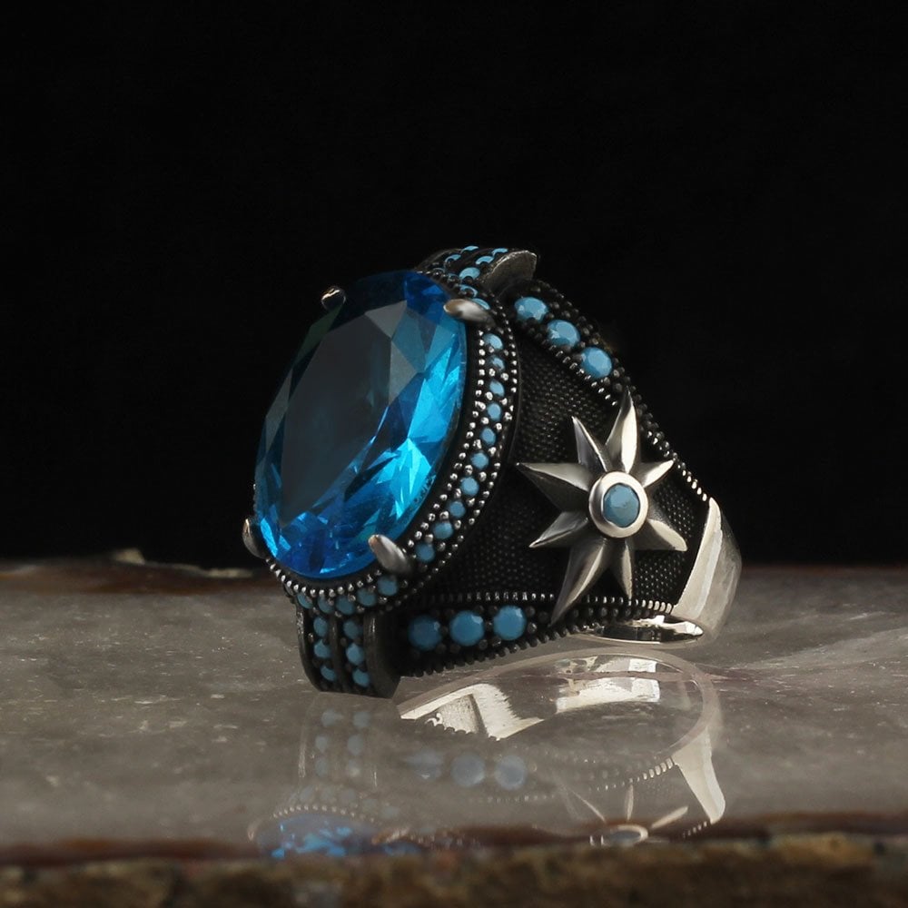 Blue North Star Ring