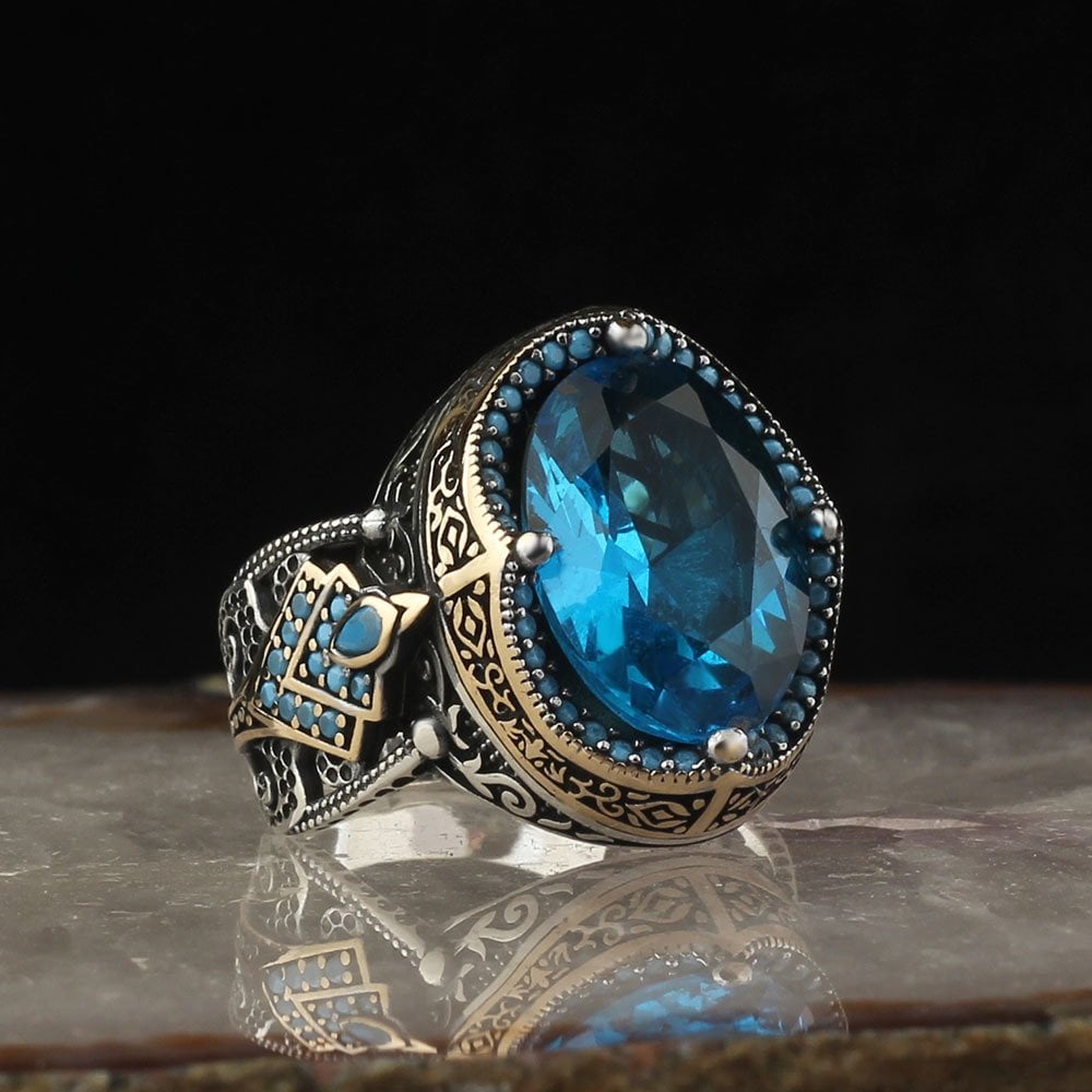 Unique Blue Gemstone Ring