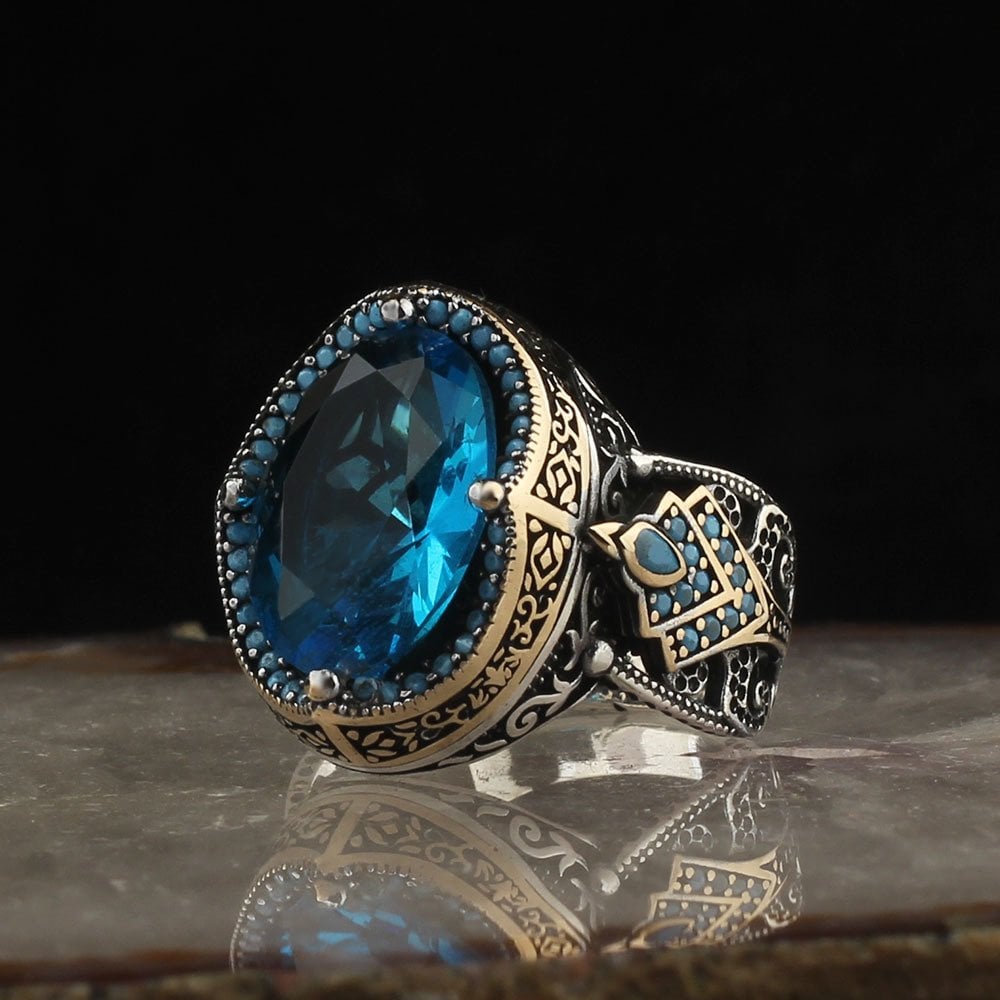 Unique Blue Gemstone Ring