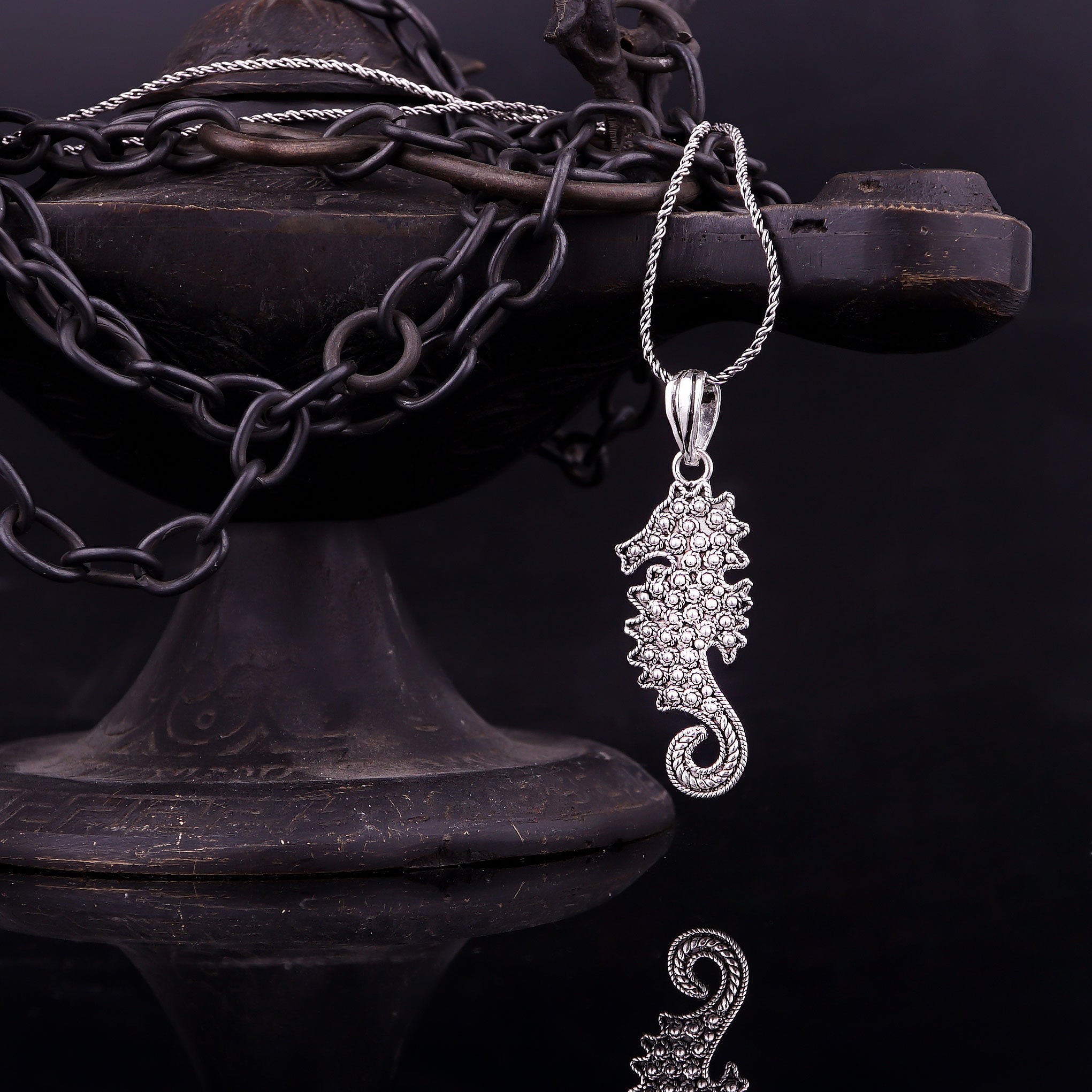 Graceful Seahorse Filigree Necklace