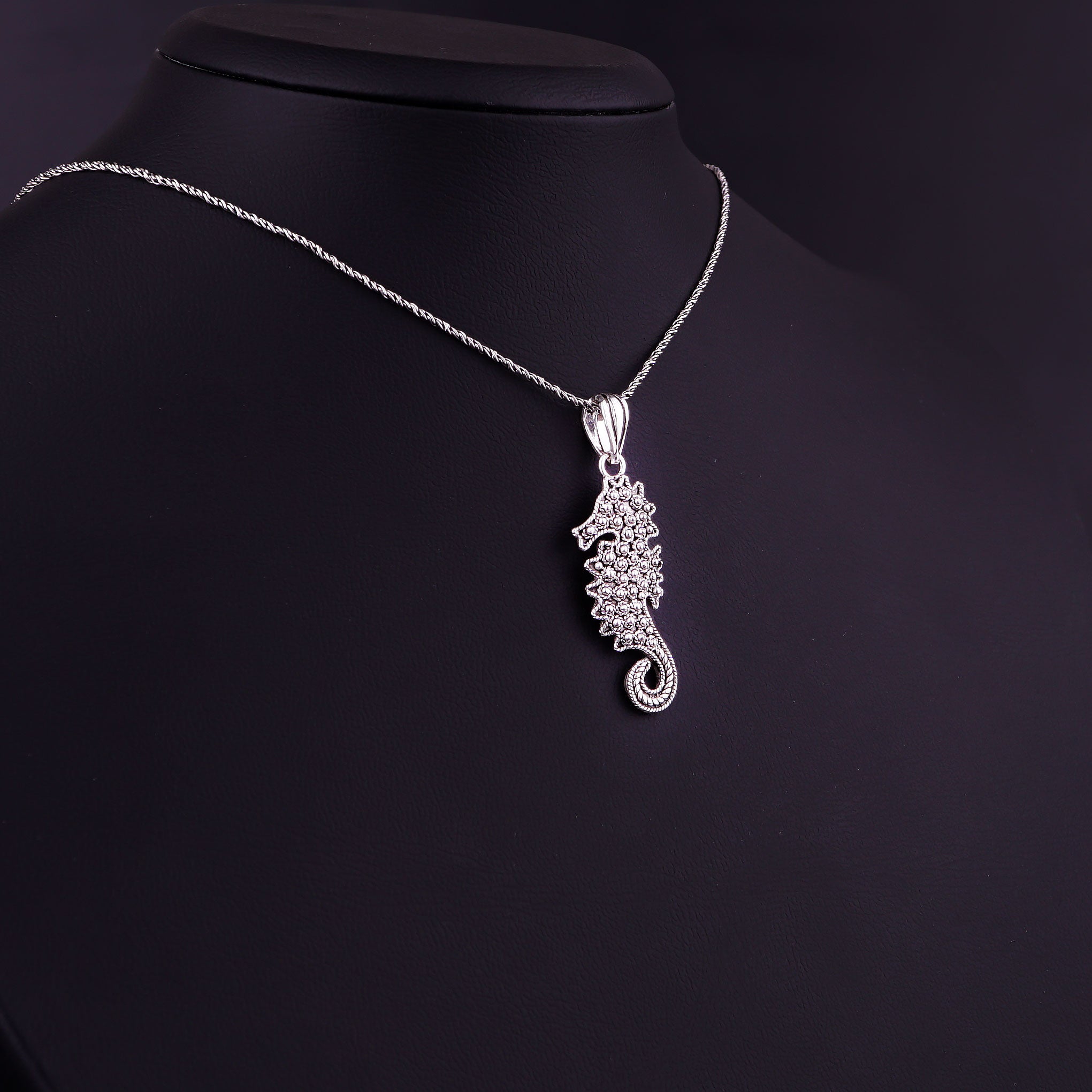 Graceful Seahorse Filigree Set: Sterling Silver with Gemstones