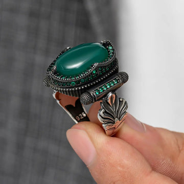 Green Aqeeq Ring for Men