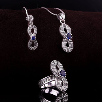 Infinity Jewelry Set with Lab Sapphire