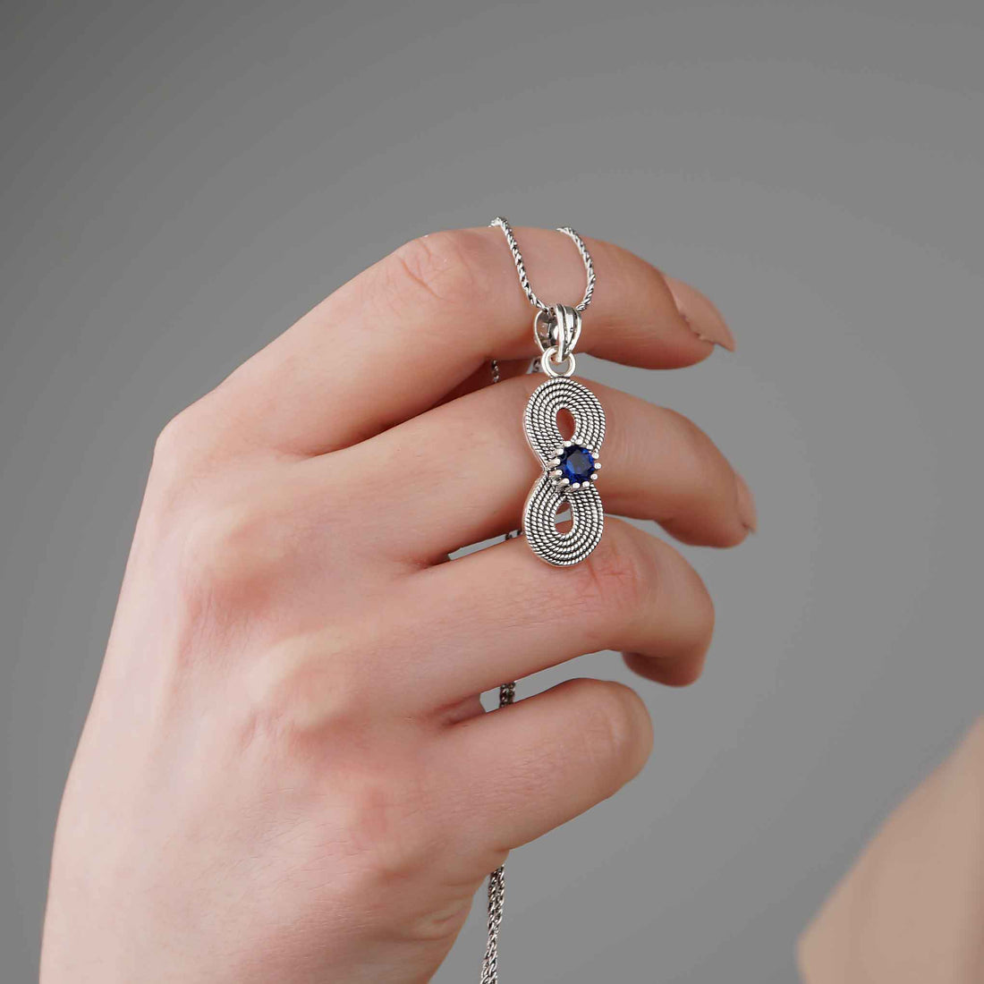 Infinity Jewelry Set with Lab Sapphire