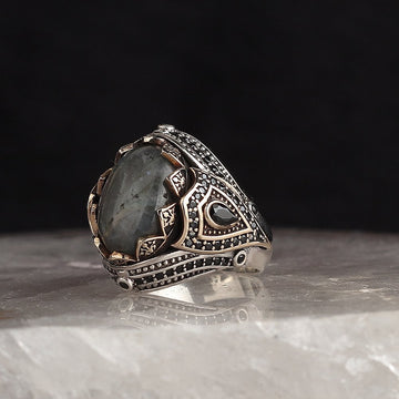 Real Labradorite Stone Ring