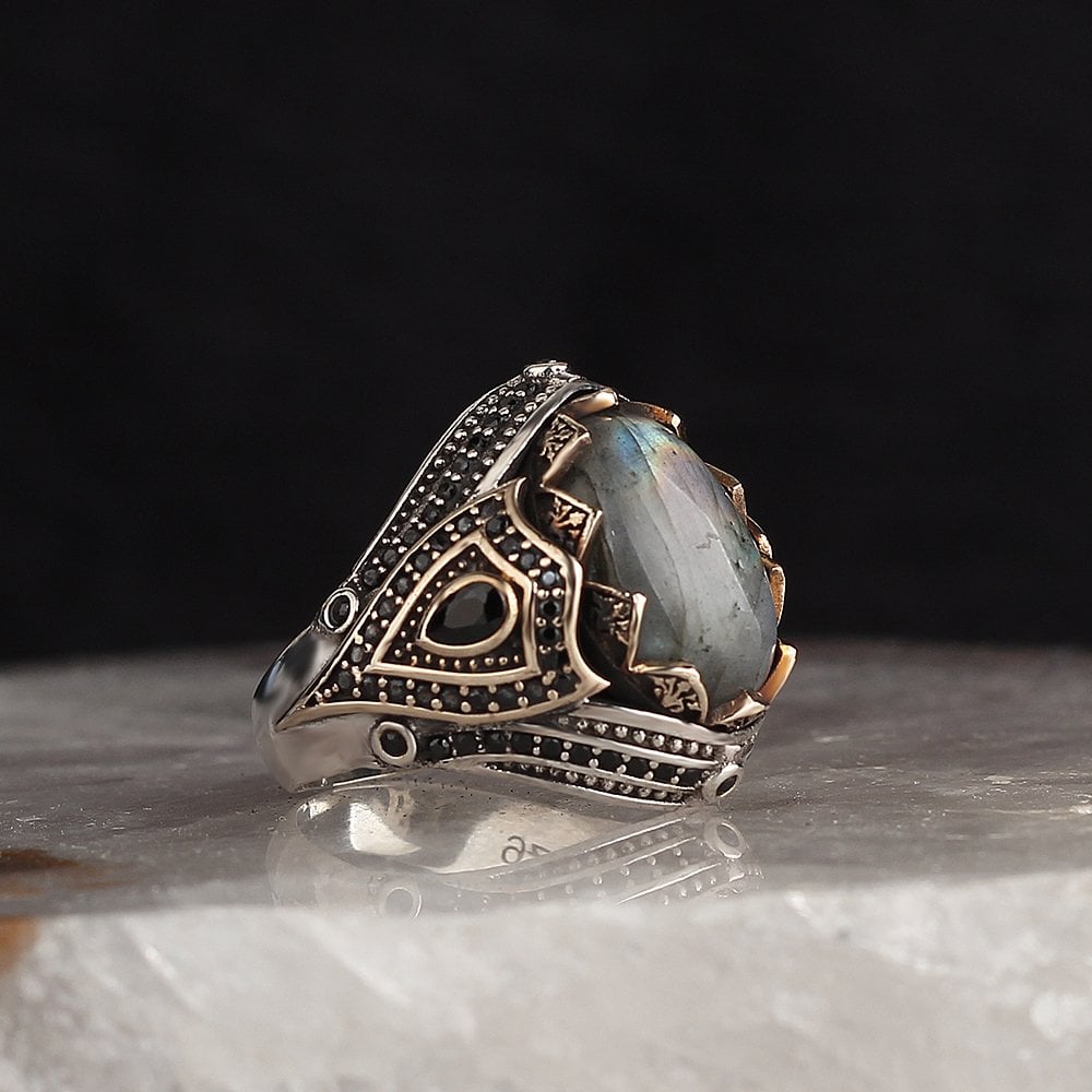 Real Labradorite Stone Ring