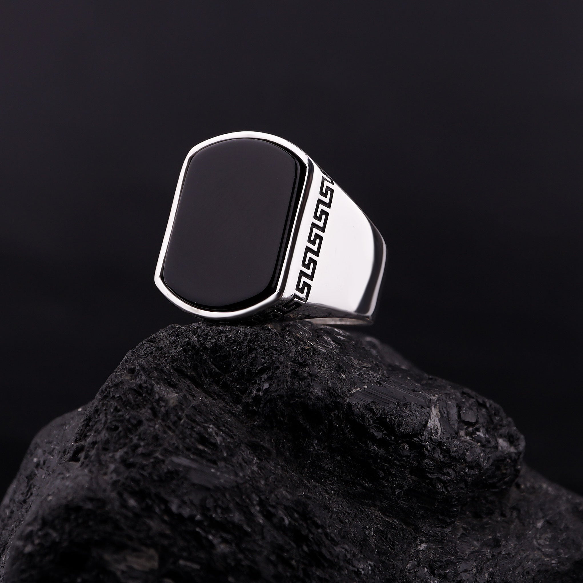 Onyx Stone Silver Men’s Ring