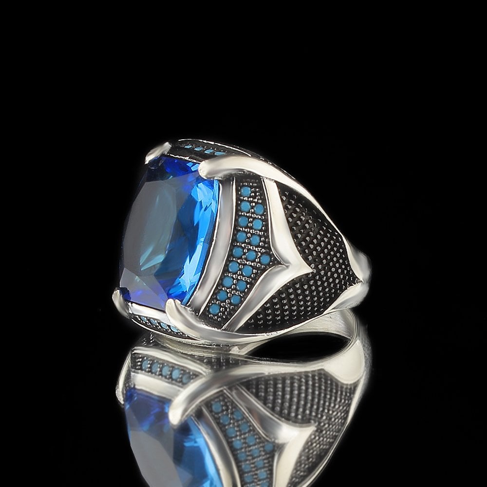 Unique Shape Blue Stone Ring