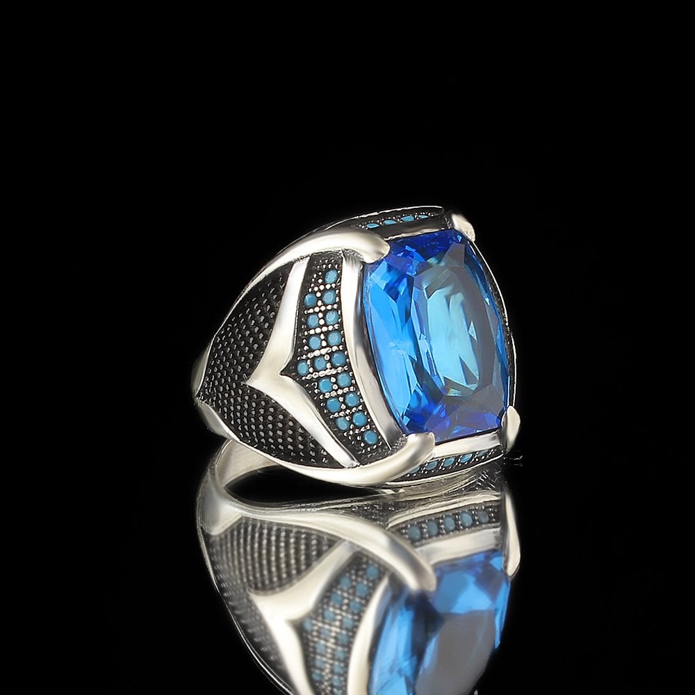 Unique Shape Blue Stone Ring