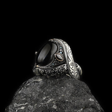 Helical Black Onyx Ring