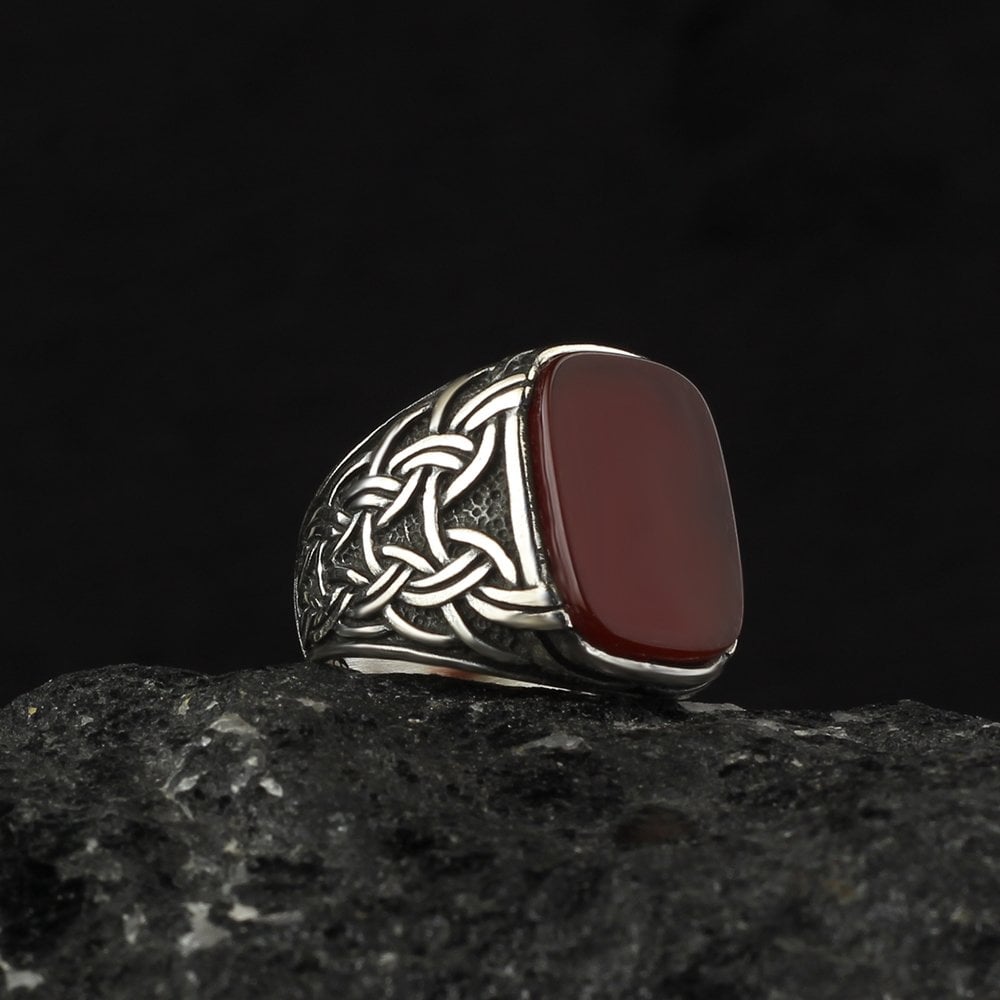 Red Agate Stone Ring