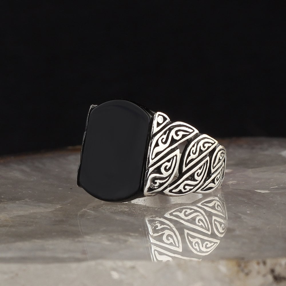 Black Aqeeq Ring for Men