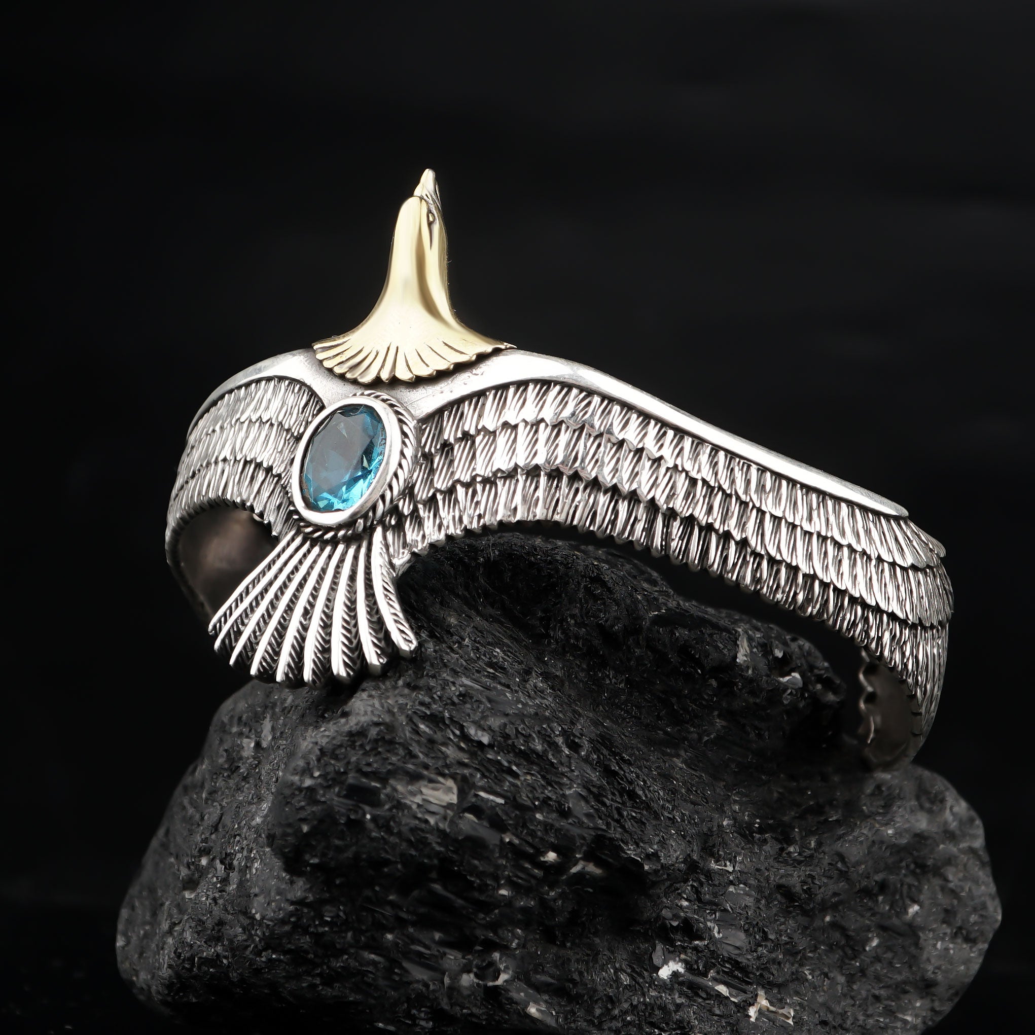 Eagle Shape Aquamarine Stone Bracelet