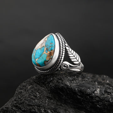 Turquoise Teardrop Ring: Sterling Silver