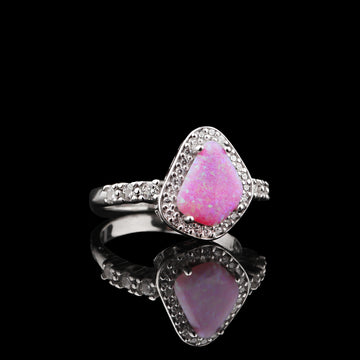 Blush Teardrop Opal Ring: Sterling Silver