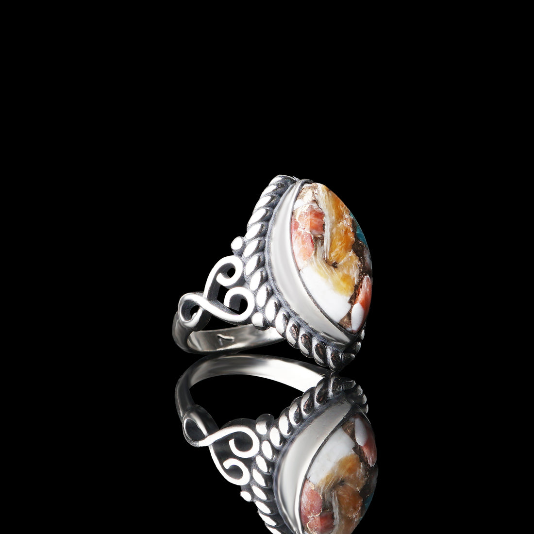 Copper Spiny Oyster Stone Ring