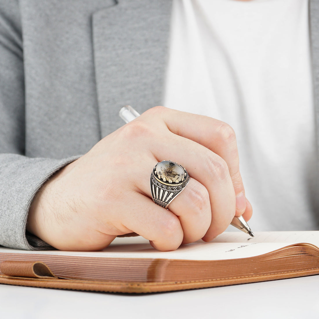 Yemeni Agate Ring