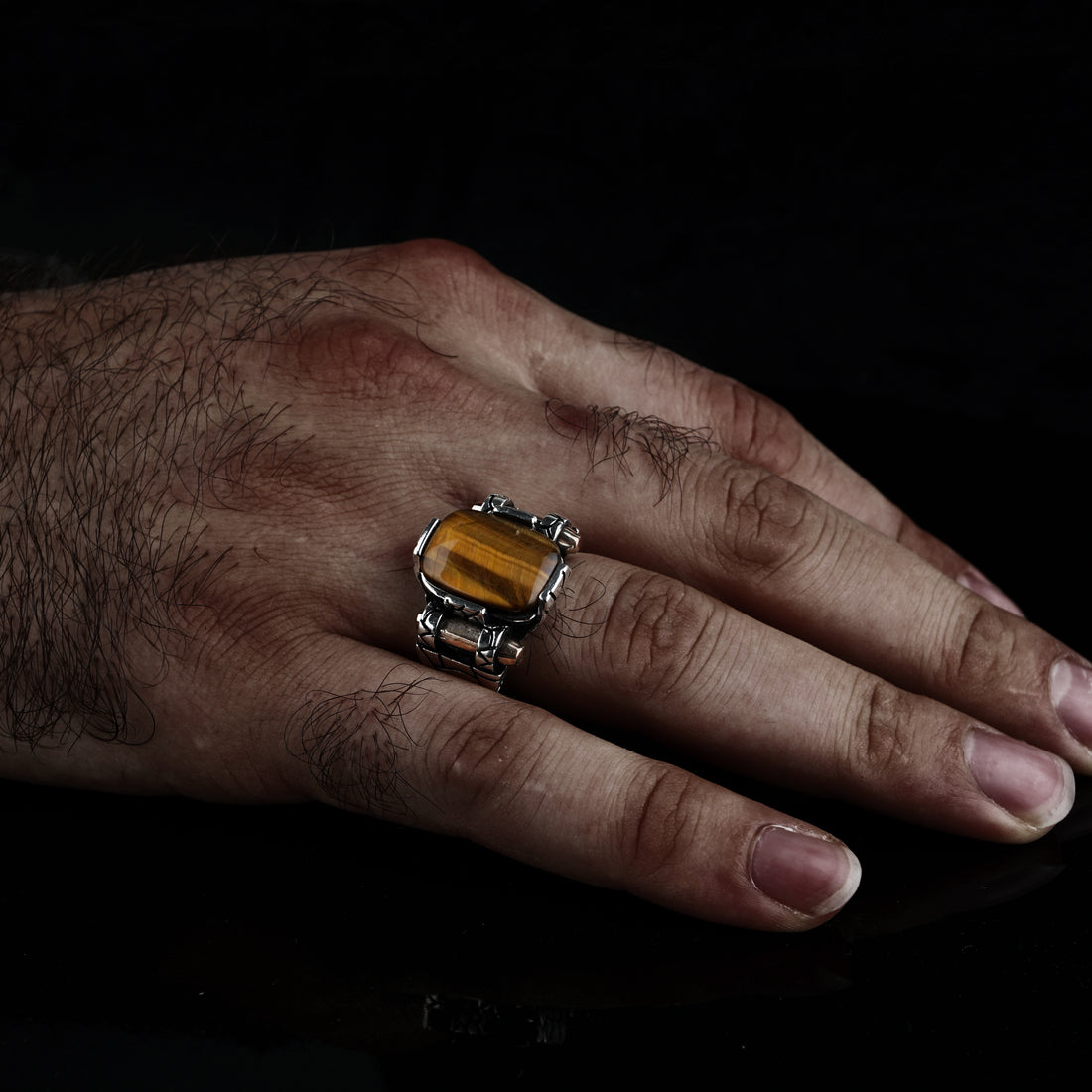 Tigers Eye Bullet Design Ring