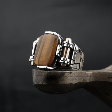 Tigers Eye Bullet Design Ring