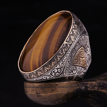 Huge Unique Tigers Eye Ring