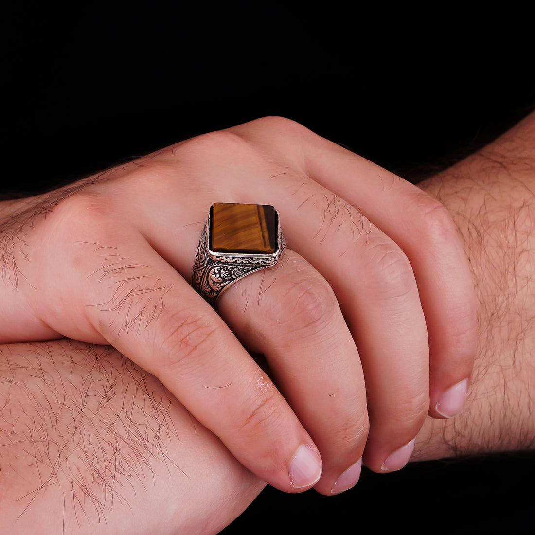 Square Tigers Eye Ring