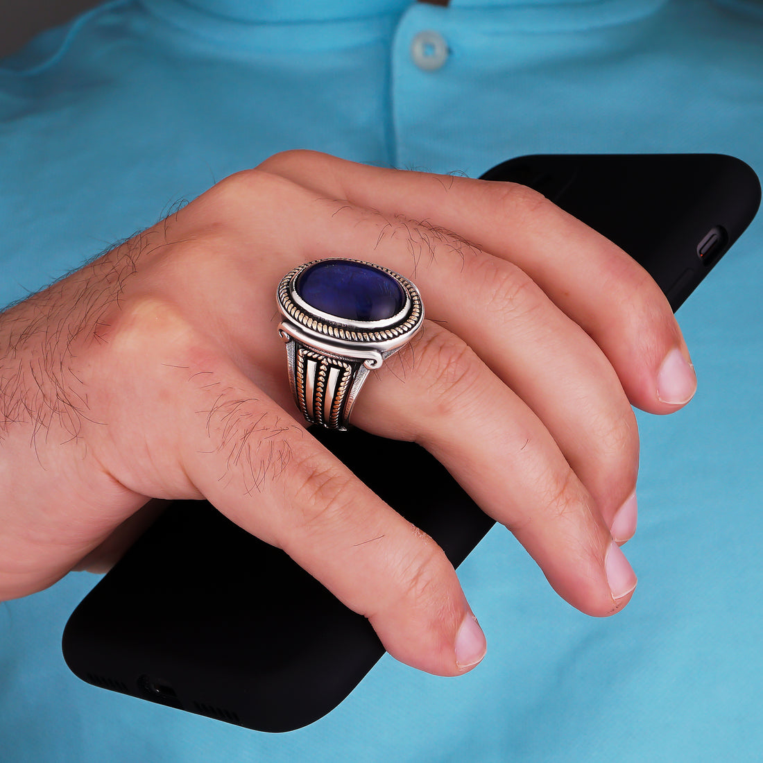 Classy Blue Tigers Eye Ring