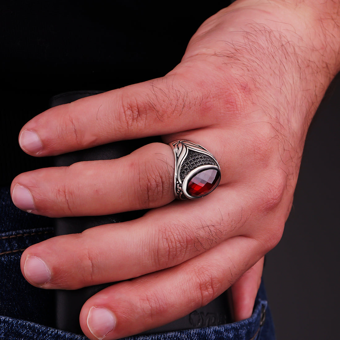 Faceted Red Stone Ring