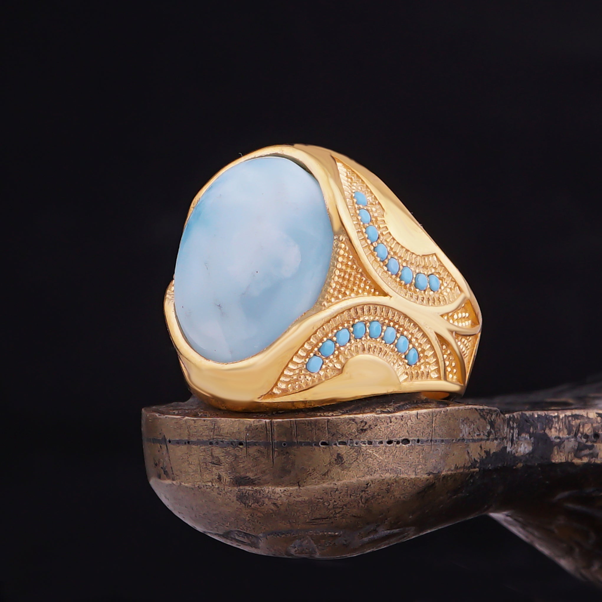 Larimar Ring Gold Plated