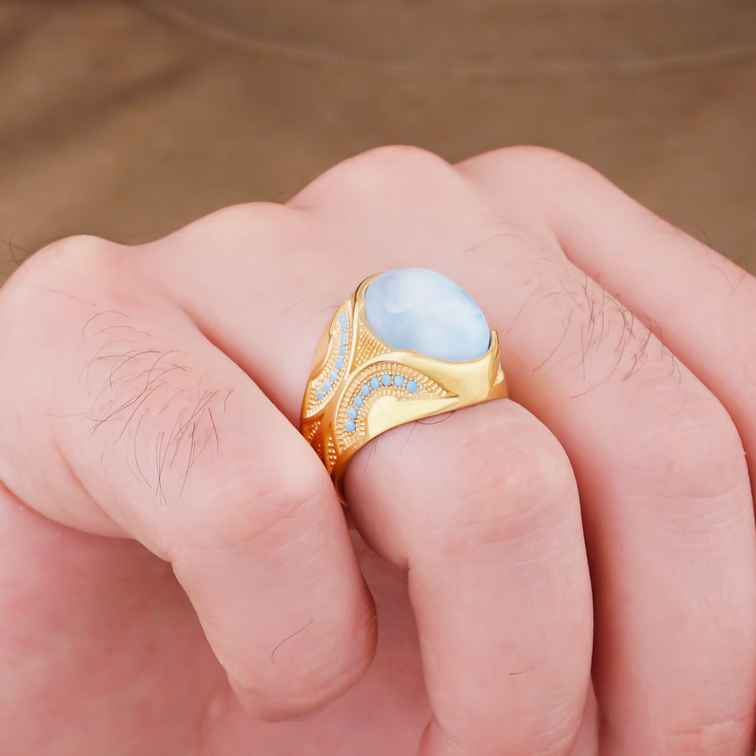 Larimar Ring Gold Plated